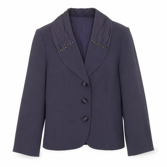 Front view of GOLD by Michael H women’s blue jacket, size UK 14, button