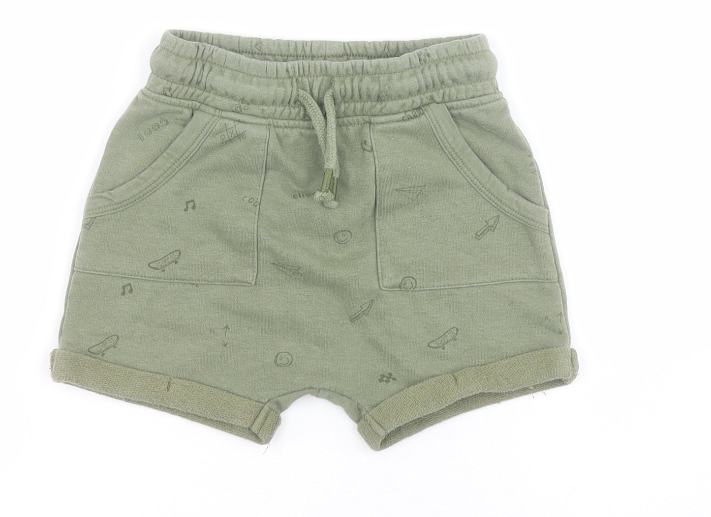 George Baby Green  Cotton Jogger Trousers Size 18-24 Months  Drawstring - Shorts