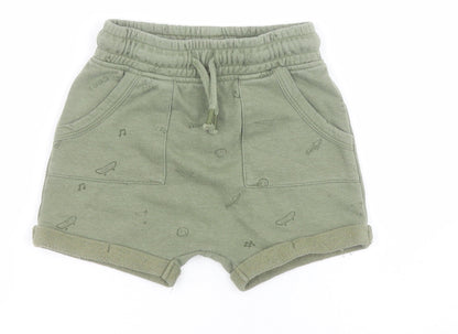 George Baby Green  Cotton Jogger Trousers Size 18-24 Months  Drawstring - Shorts