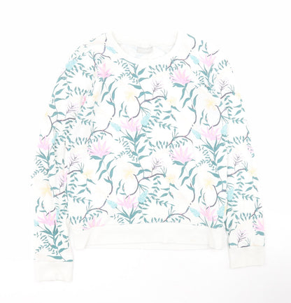 Matalan Girls White Floral Cotton Pullover Hoodie Size 12 Years  Pullover