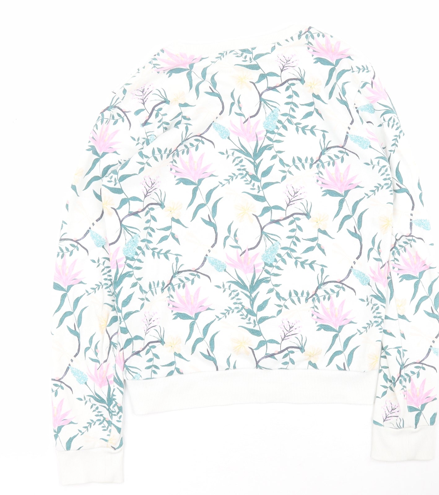 Matalan Girls White Floral Cotton Pullover Hoodie Size 12 Years  Pullover
