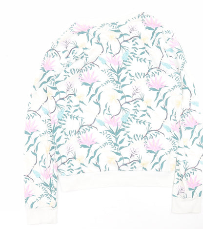 Matalan Girls White Floral Cotton Pullover Hoodie Size 12 Years  Pullover