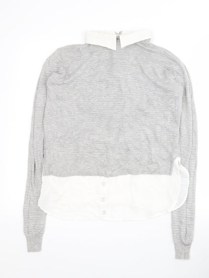 Primark Womens Grey Collared  Viscose Pullover Jumper Size 12