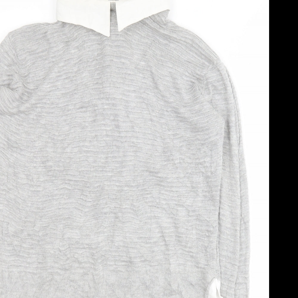 Primark Womens Grey Collared  Viscose Pullover Jumper Size 12