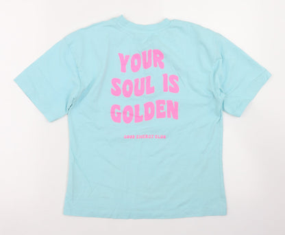 George Girls Blue  Cotton Cropped T-Shirt Size 10-11 Years Crew Neck  - GoodEnergy Club