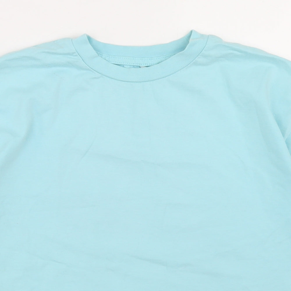 George Girls Blue  Cotton Cropped T-Shirt Size 10-11 Years Crew Neck  - GoodEnergy Club