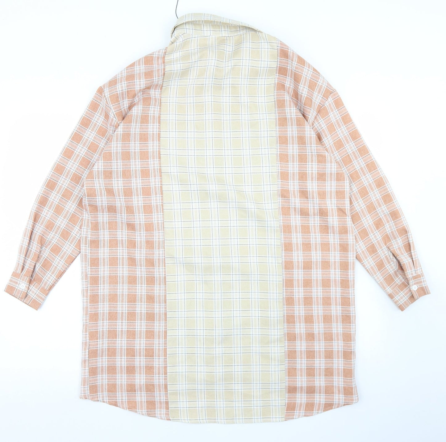 PRETTYLITTLETHING Womens Beige Plaid Polyester Shirt Dress  Size 2  Collared Button