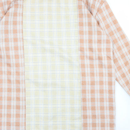 PRETTYLITTLETHING Womens Beige Plaid Polyester Shirt Dress  Size 2  Collared Button