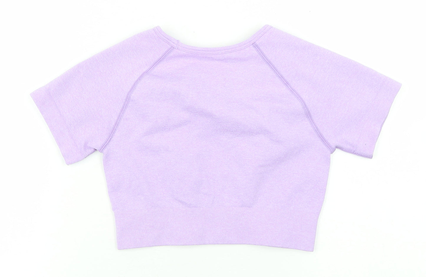 Preworn Womens Purple  Nylon Cropped T-Shirt Size XS Round Neck