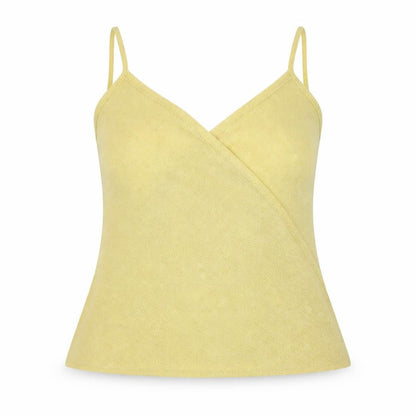 Front view of Innocence women’s yellow polyester camisole t-shirt, size UK 10, v-neck