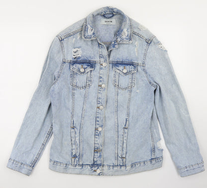 New Look Womens Blue   Jacket  Size 8  Button - Distressed