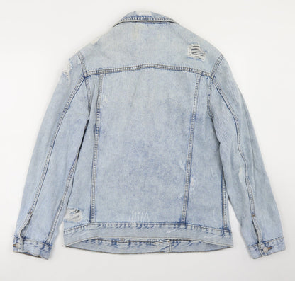 New Look Womens Blue   Jacket  Size 8  Button - Distressed