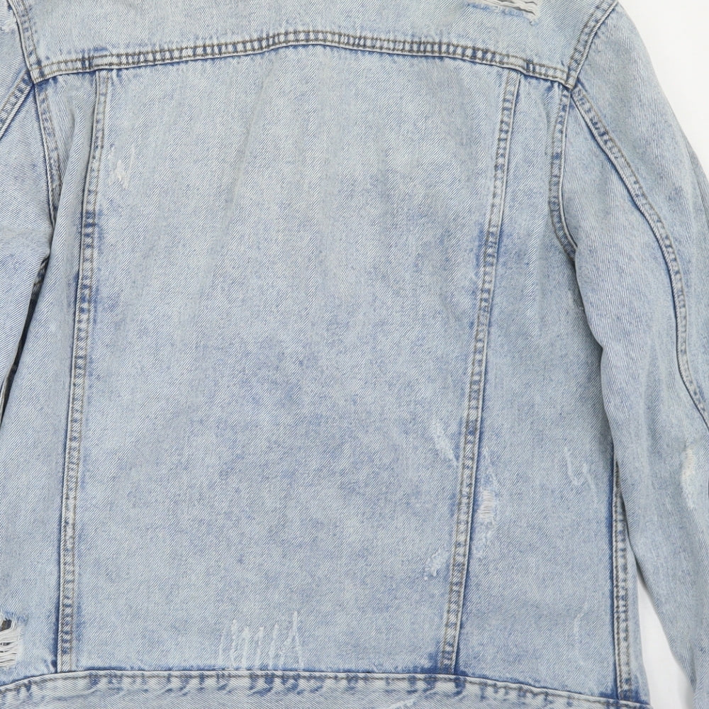 New Look Womens Blue   Jacket  Size 8  Button - Distressed