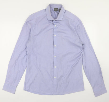 ASOS Mens Blue Striped Cotton  Button-Up Size M Collared Button