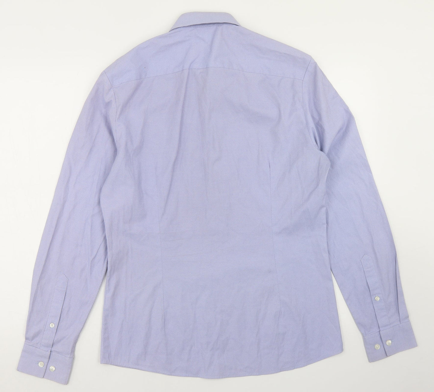 ASOS Mens Blue Striped Cotton  Button-Up Size M Collared Button