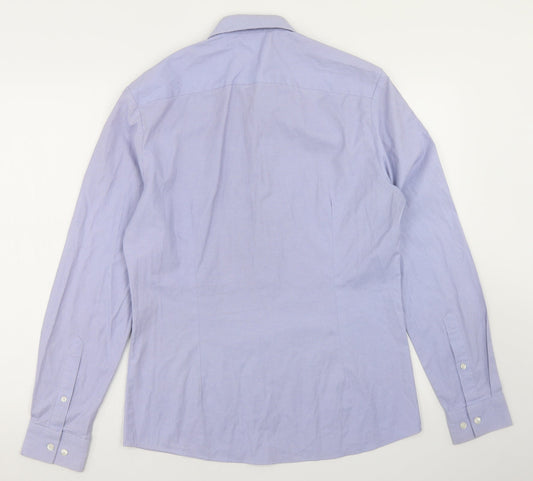 ASOS Mens Blue Striped Cotton  Button-Up Size M Collared Button