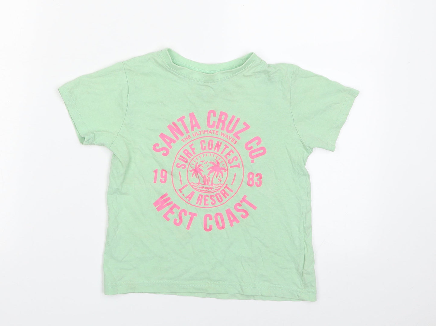 Primark Girls Green  100% Cotton Pullover T-Shirt Size 4-5 Years Crew Neck Pullover - Santa Cruz