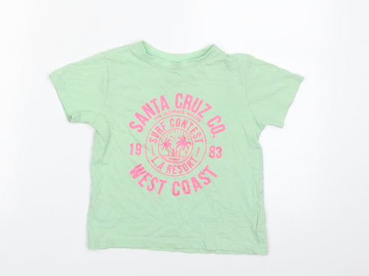 Primark Girls Green  100% Cotton Pullover T-Shirt Size 4-5 Years Crew Neck Pullover - Santa Cruz