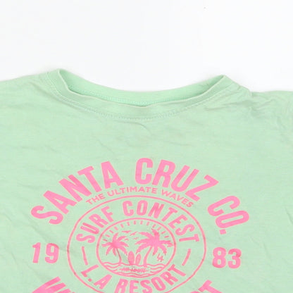 Primark Girls Green  100% Cotton Pullover T-Shirt Size 4-5 Years Crew Neck Pullover - Santa Cruz