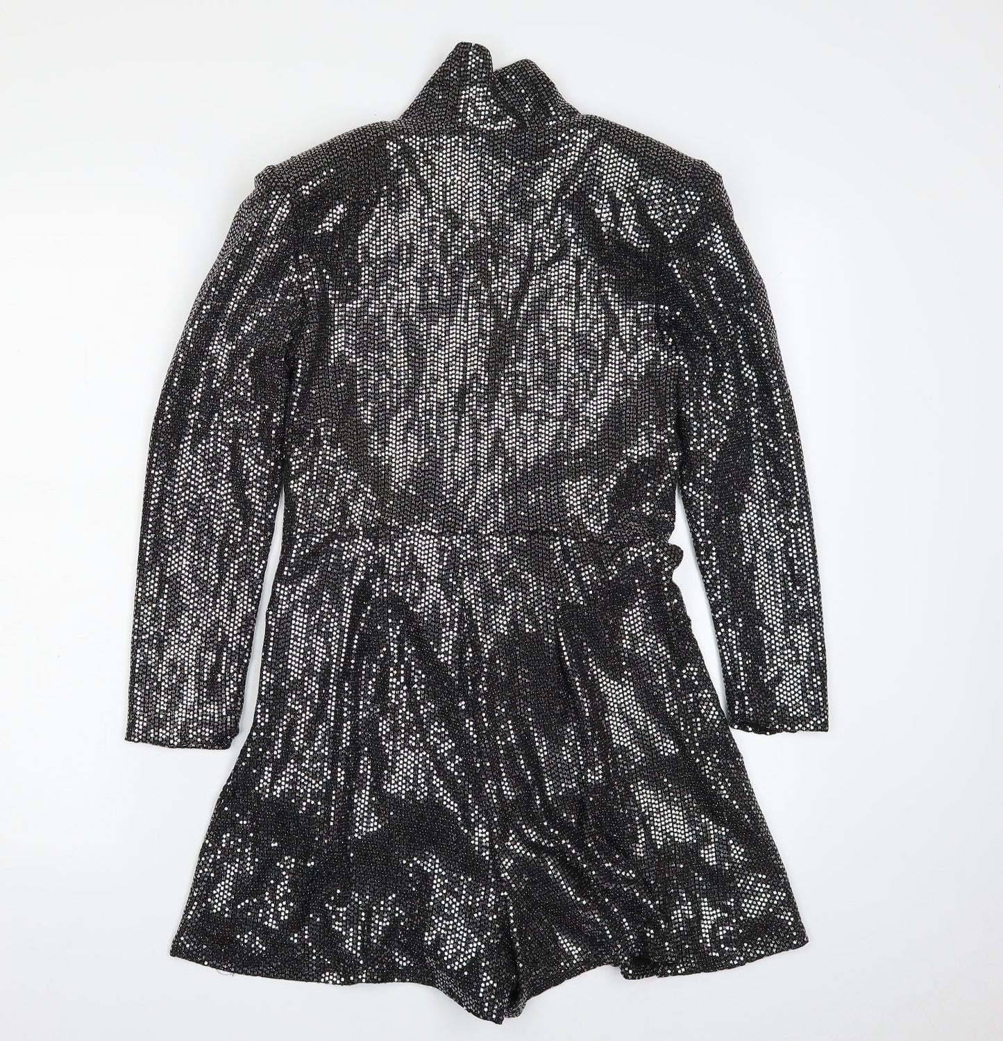 Zara Womens Black  Polyester Romper One-Piece Size XS  Button - Tie