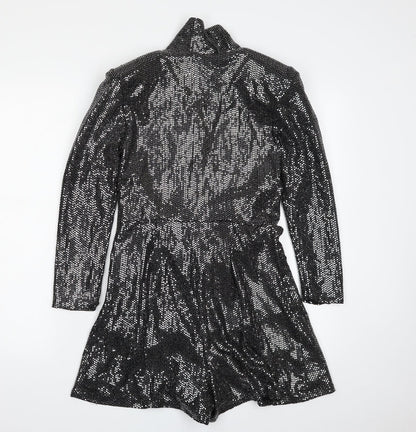 Zara Womens Black  Polyester Romper One-Piece Size XS  Button - Tie