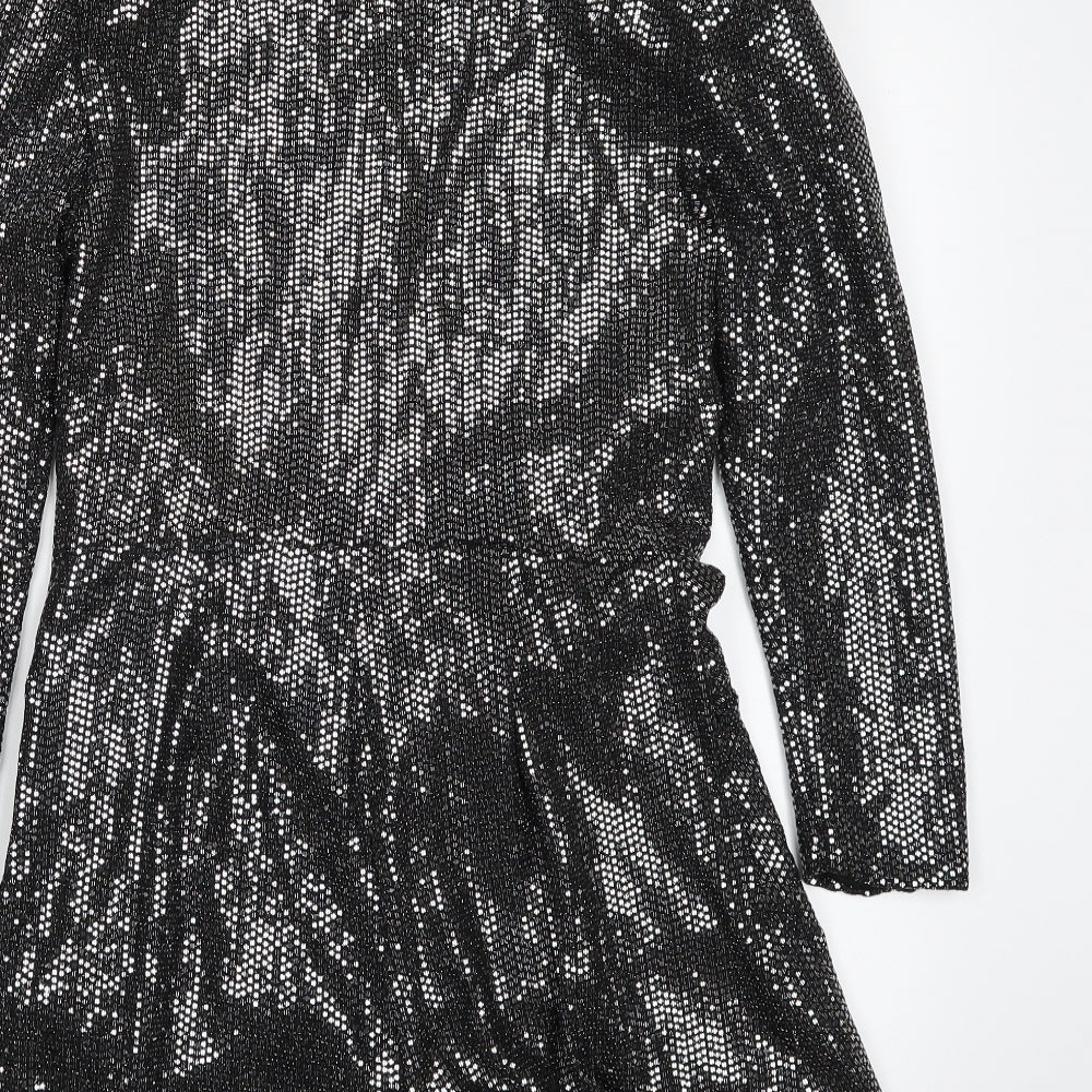 Zara Womens Black  Polyester Romper One-Piece Size XS  Button - Tie