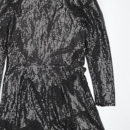 Zara Womens Black  Polyester Romper One-Piece Size XS  Button - Tie