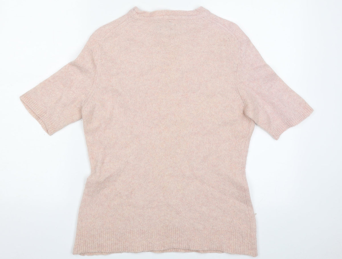 Back view of Celtic women’s pink crew neck wool jumper, size L