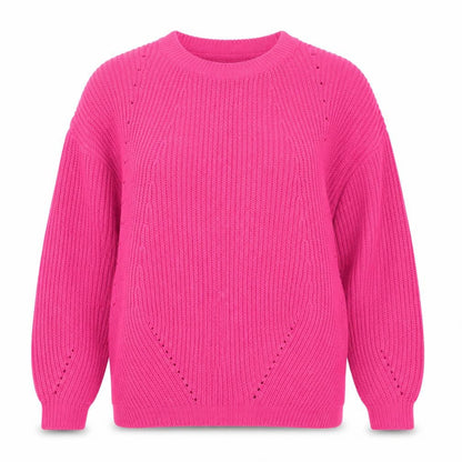 Front view of Vero Moda women’s pink scoop neck acrylic jumper, size S