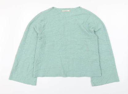Oasis Womens Green  Viscose Basic T-Shirt Size S Round Neck