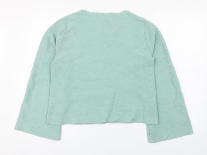 Oasis Womens Green  Viscose Basic T-Shirt Size S Round Neck