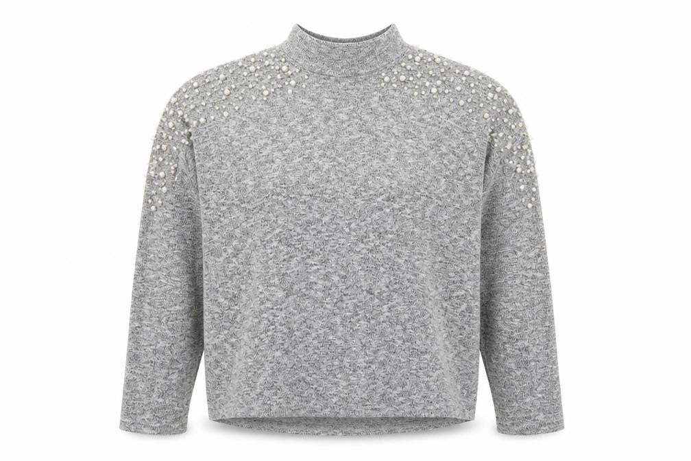 Front view of Divided women’s grey high neck polyester jumper, size S