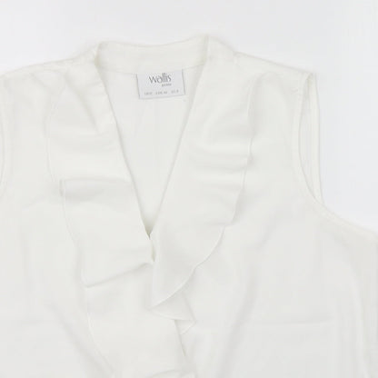 Wallis Womens White  Polyester Basic Tank Size 12 V-Neck