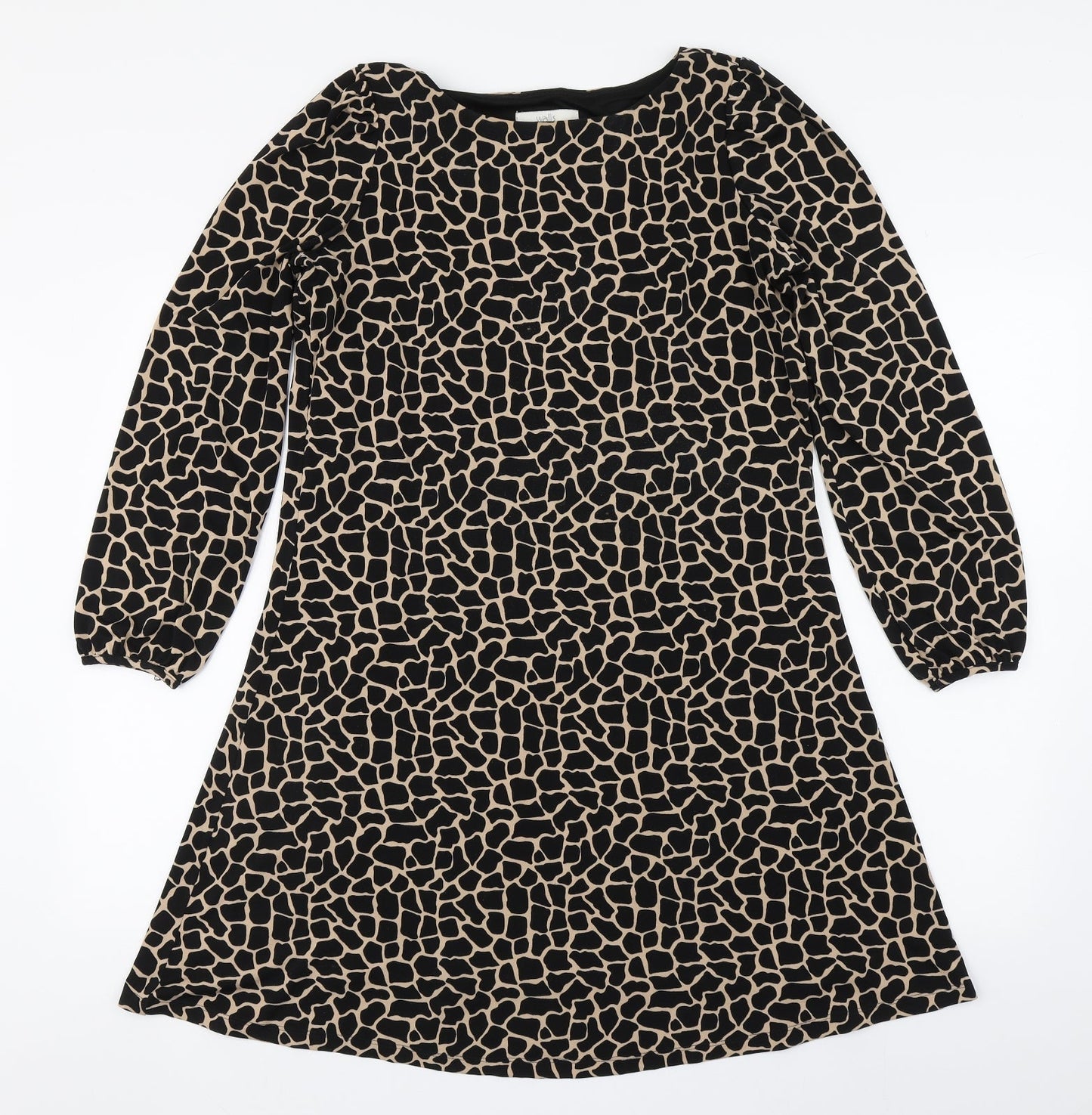 Wallis Womens Brown Animal Print Polyester A-Line  Size 10  Round Neck Pullover