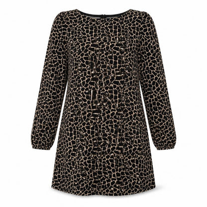 Wallis Womens Brown Animal Print Polyester A-Line  Size 10  Round Neck Pullover