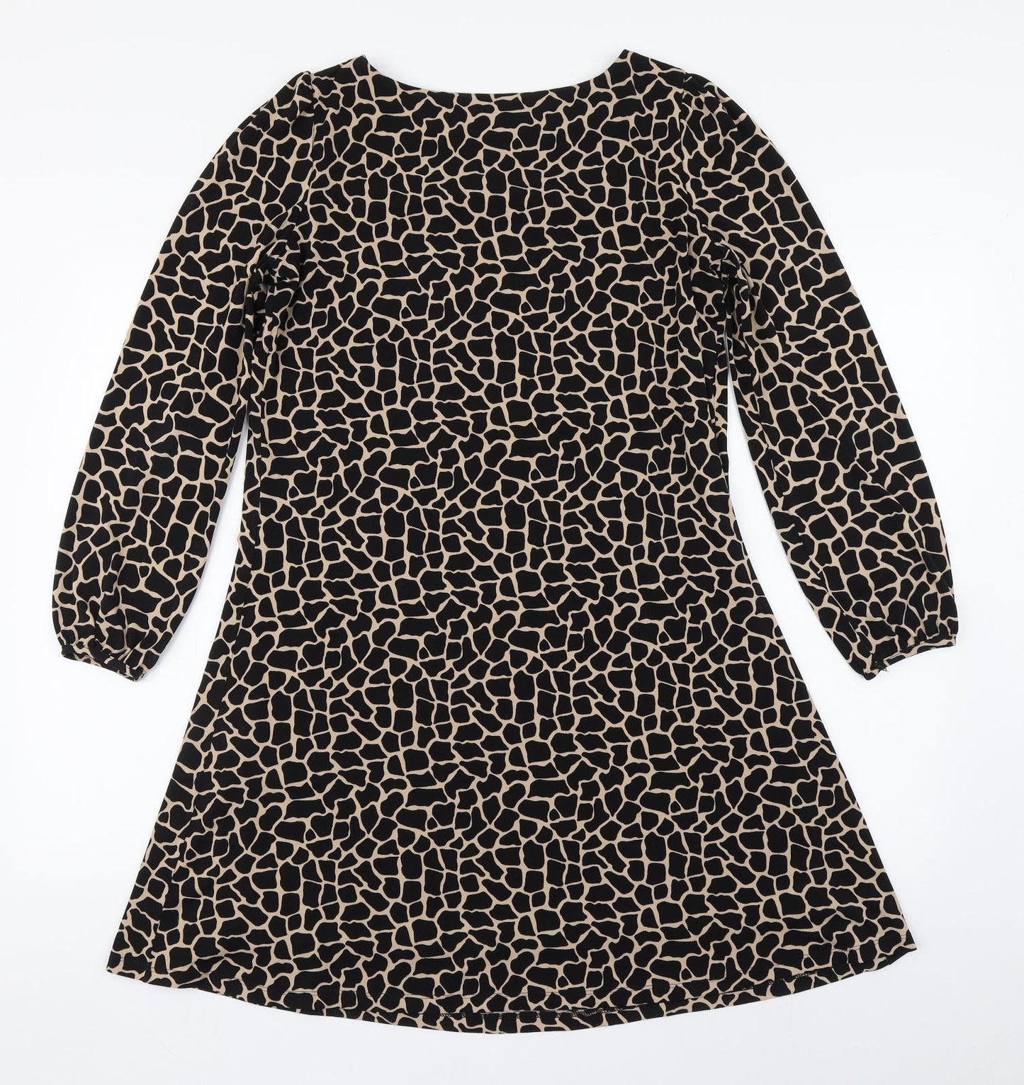 Wallis Womens Brown Animal Print Polyester A-Line  Size 10  Round Neck Pullover
