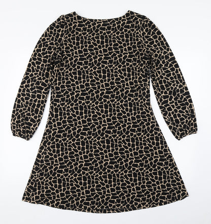 Wallis Womens Brown Animal Print Polyester A-Line  Size 10  Round Neck Pullover