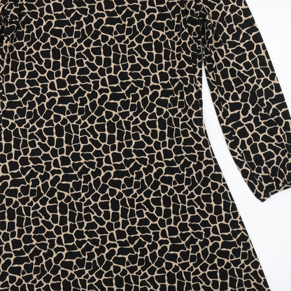 Wallis Womens Brown Animal Print Polyester A-Line  Size 10  Round Neck Pullover