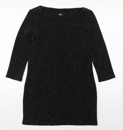 Wallis Womens Black  Nylon Sheath  Size S  Boat Neck Pullover