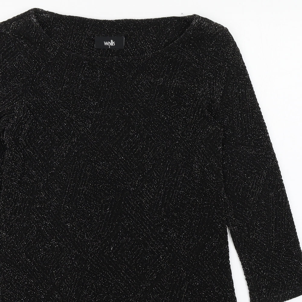 Wallis Womens Black  Nylon Sheath  Size S  Boat Neck Pullover