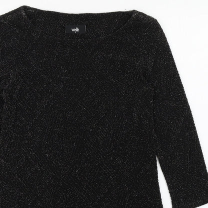 Wallis Womens Black  Nylon Sheath  Size S  Boat Neck Pullover