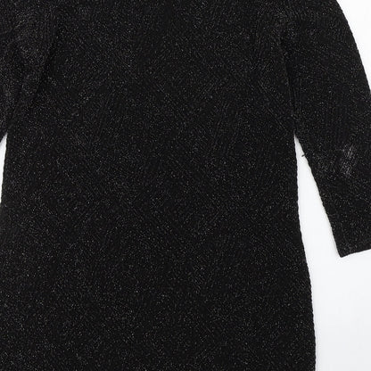 Wallis Womens Black  Nylon Sheath  Size S  Boat Neck Pullover