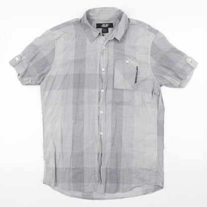 Mens UK Size M Fifty Five DSL Grey  Button-Up Short Sleeve Casual Shirt