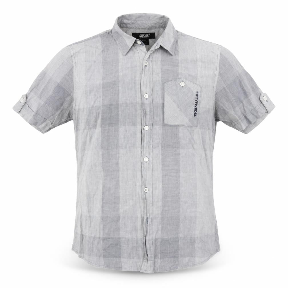Mens UK Size M Fifty Five DSL Grey  Button-Up Short Sleeve Casual Shirt