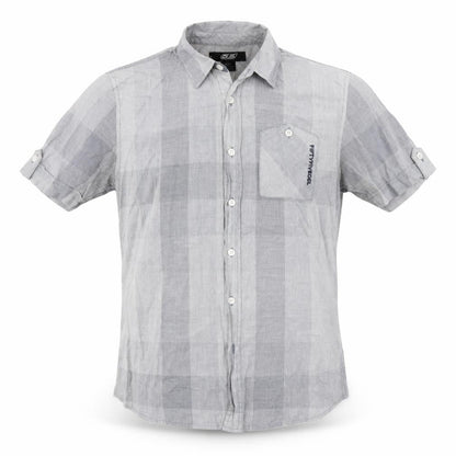 Mens UK Size M Fifty Five DSL Grey  Button-Up Short Sleeve Casual Shirt