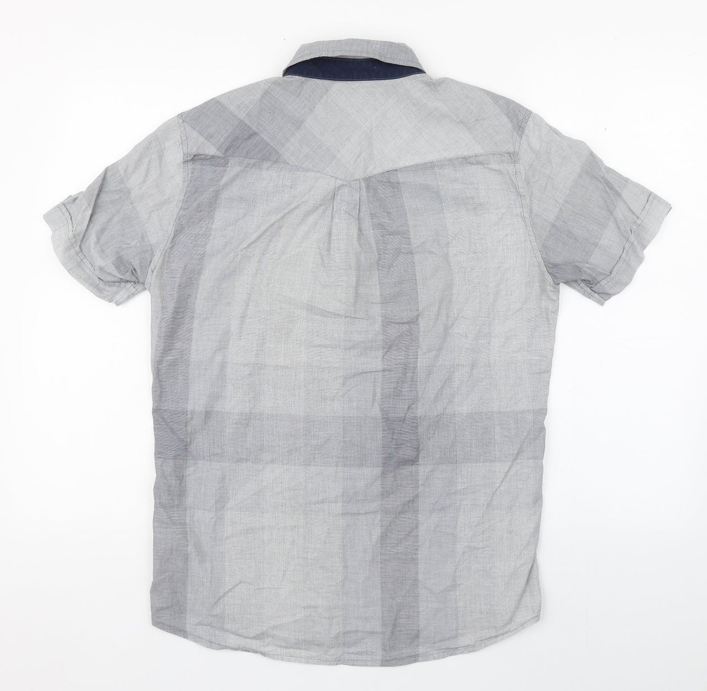 Mens UK Size M Fifty Five DSL Grey  Button-Up Short Sleeve Casual Shirt