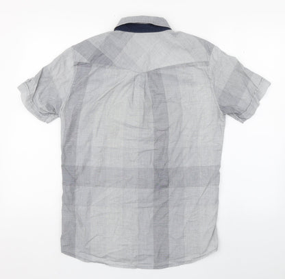 Mens UK Size M Fifty Five DSL Grey  Button-Up Short Sleeve Casual Shirt