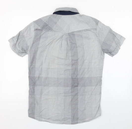 Mens UK Size M Fifty Five DSL Grey  Button-Up Short Sleeve Casual Shirt