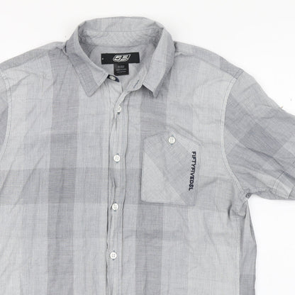 Mens UK Size M Fifty Five DSL Grey  Button-Up Short Sleeve Casual Shirt