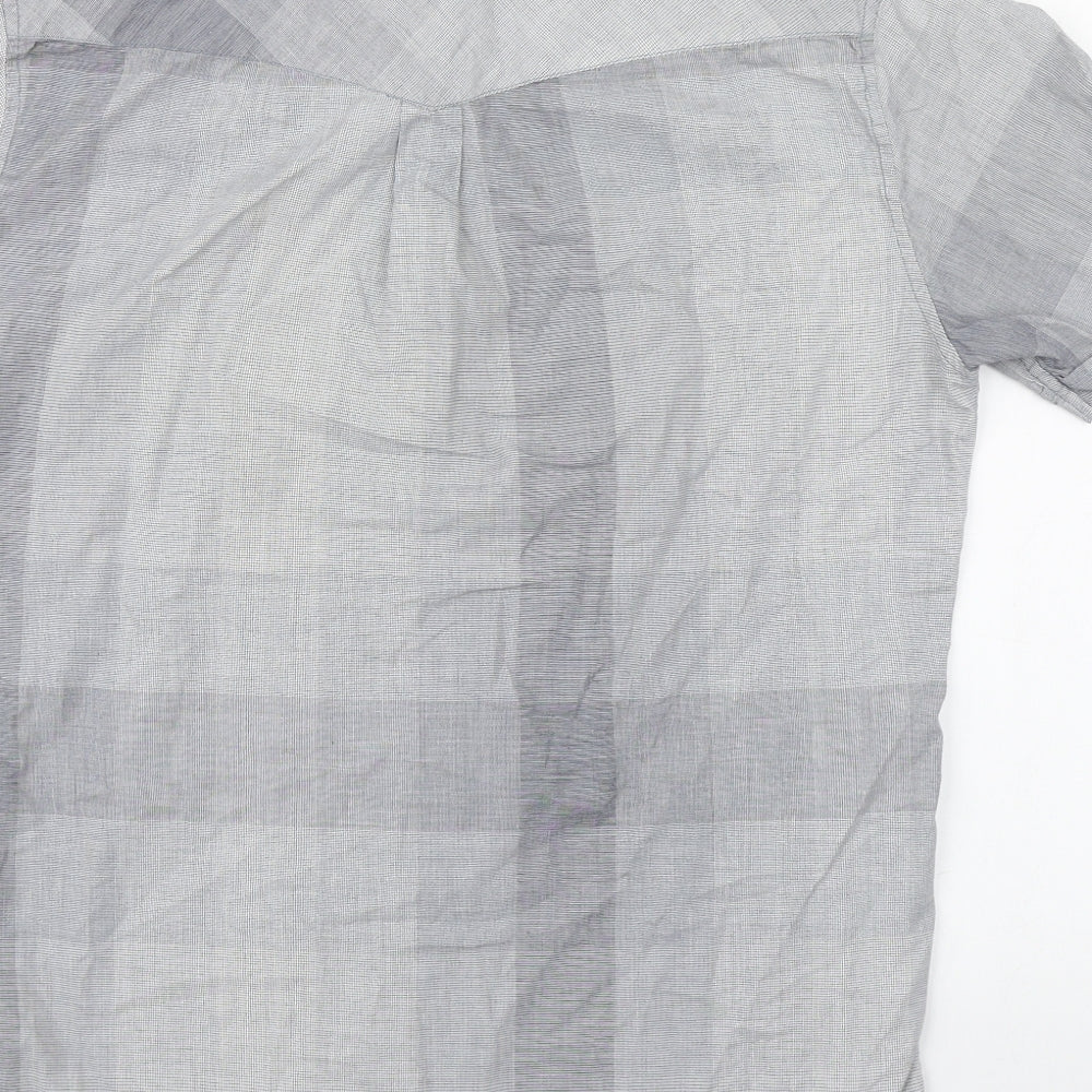Mens UK Size M Fifty Five DSL Grey  Button-Up Short Sleeve Casual Shirt